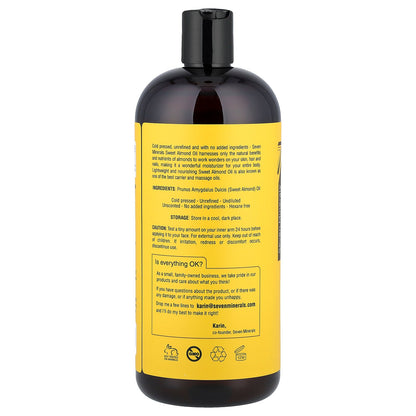 Seven Minerals, Sweet Almond Oil, Cold Pressed & Unrefined, Unscented, 32 fl oz (950 ml)