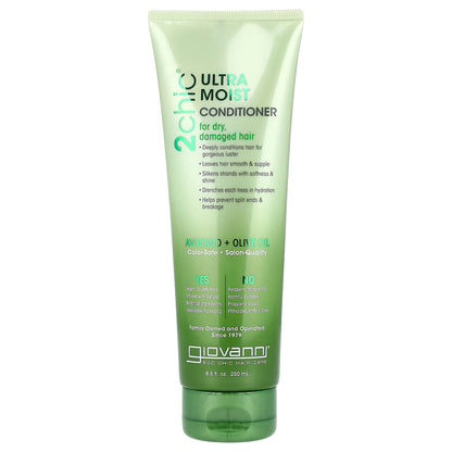 Giovanni, 2chic®, Ultra Moist Conditioner, For Dry, Damaged Hair, Avocado + Olive Oil, 8.5 fl oz (250 ml)
