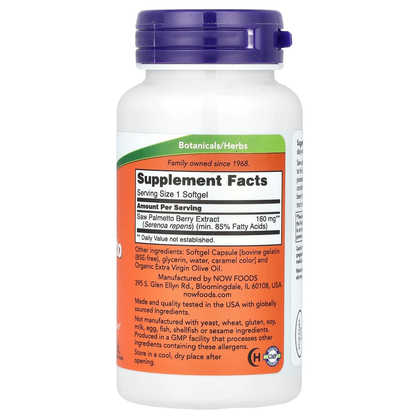 NOW Foods, Saw Palmetto Extract, 160 mg, 120 Softgels