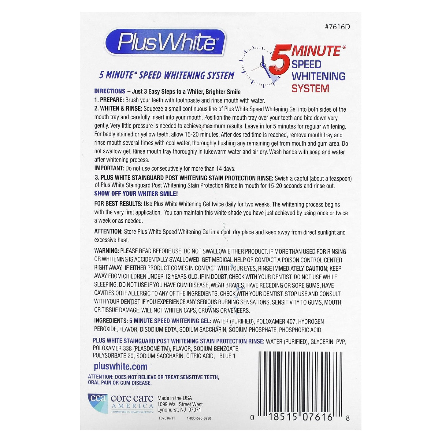 Plus White, 5 Minute Speed Whitening System, 1 Kit