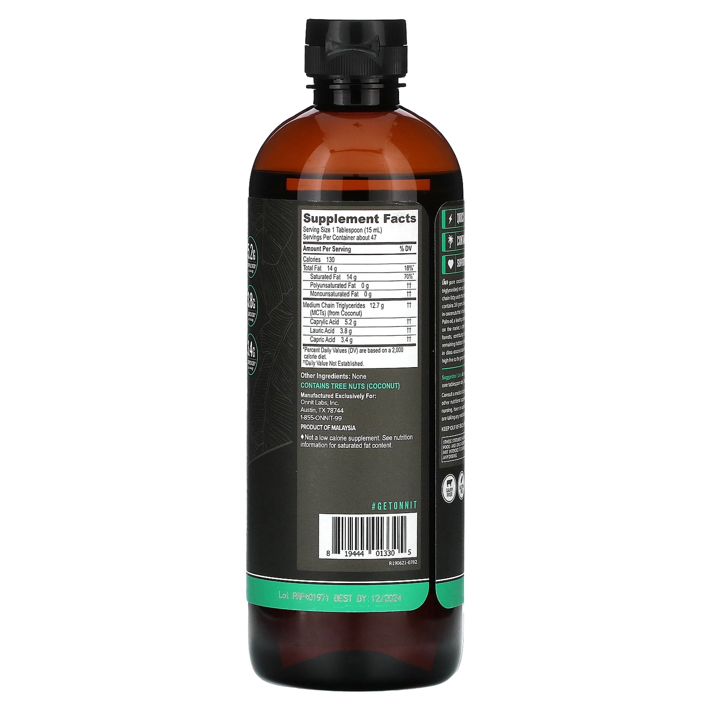 Onnit, MCT Oil, Unflavored, 24 fl oz (709 ml)