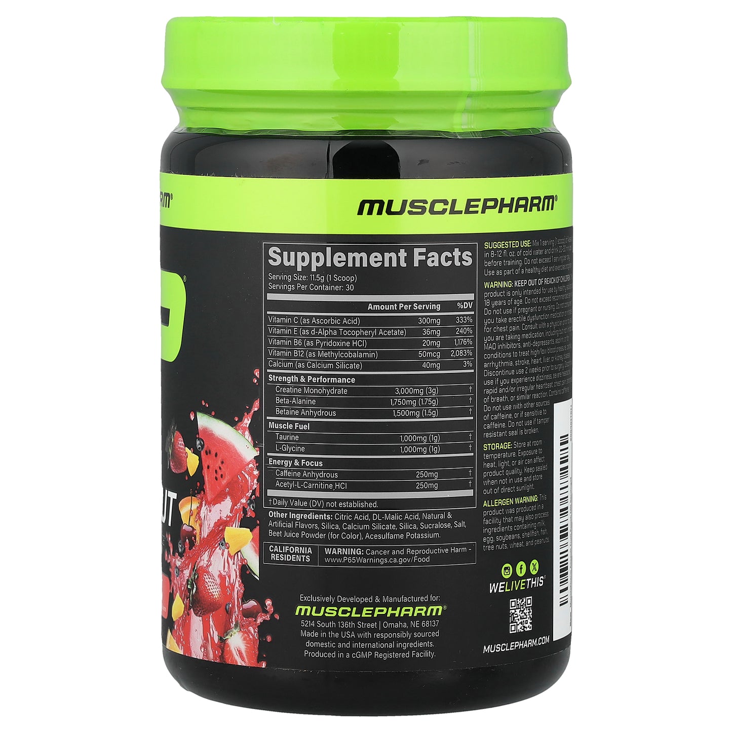 MusclePharm, Assault® Preworkout, Fruit Punch, 12.1 oz (344 g)
