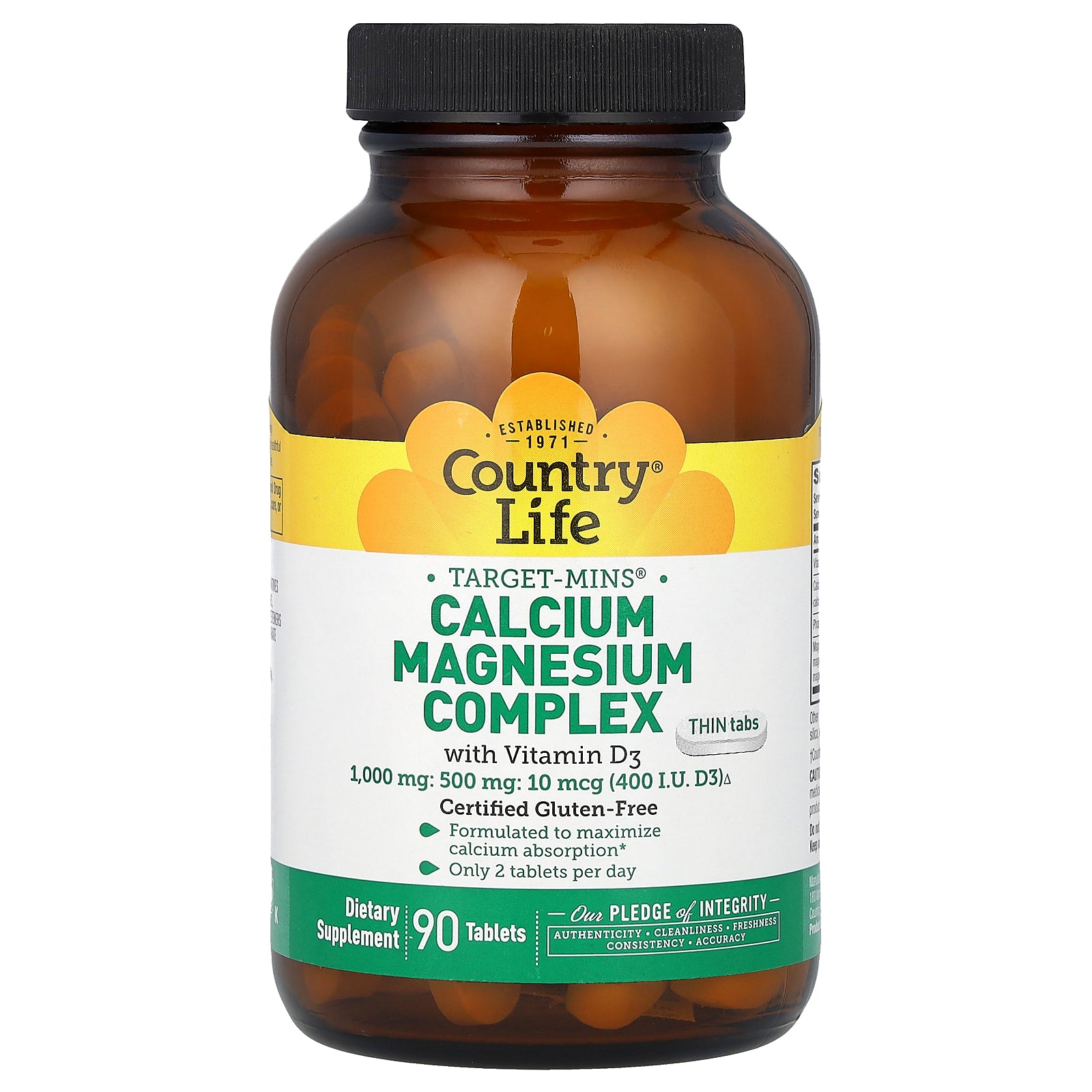 Country Life, Target-Mins, Calcium Magnesium Complex with Vitamin D3, 90 Tablets