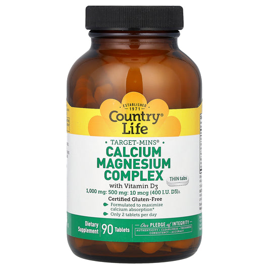 Country Life, Target-Mins, Calcium Magnesium Complex with Vitamin D3, 90 Tablets