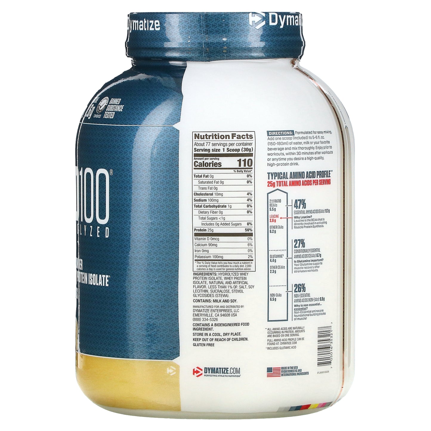Dymatize, ISO100® Hydrolyzed, 100% Whey Protein Isolate, Gourmet Vanilla, 5 lb (2.3 kg)