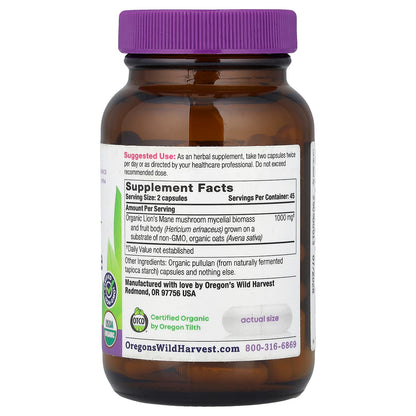 Oregon's Wild Harvest, Organic Lion's Mane, 90 Organic Vegan Capsules