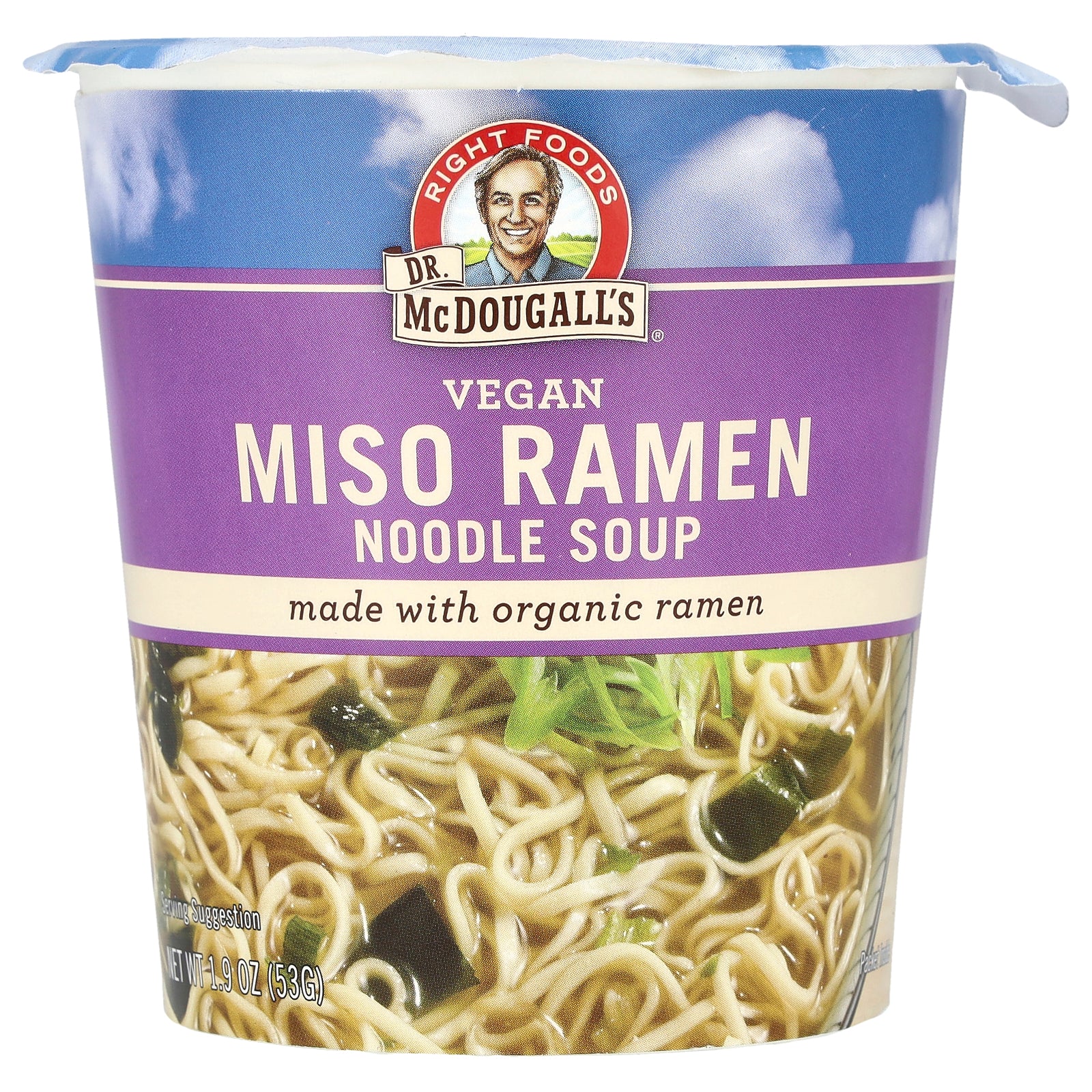 Dr. McDougall's, Vegan Miso Ramen Noodle Soup, 1.9 oz (53 g)