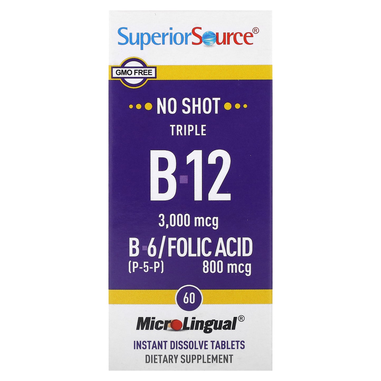 Superior Source, Triple B-12, B-6, Folic Acid, 60 MicroLingual Instant Dissolve Tablets