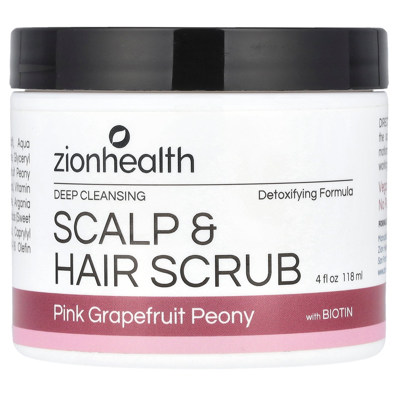 Zion Health, Scalp & Hair Scrub with Biotin, Pink Grapefruit Peony, 4 fl oz (118 ml)