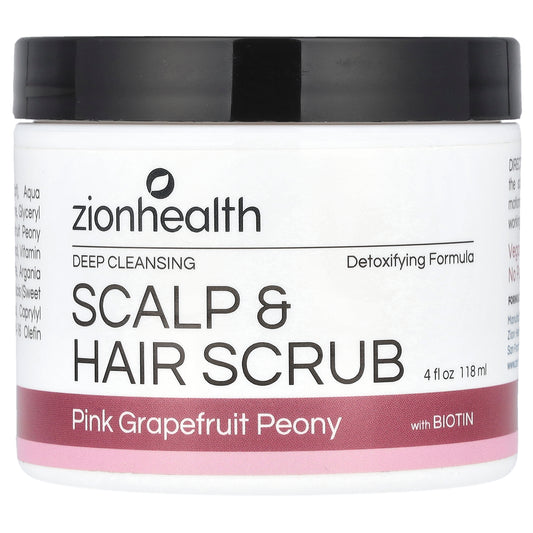 Zion Health, Scalp & Hair Scrub with Biotin, Pink Grapefruit Peony, 4 fl oz (118 ml)