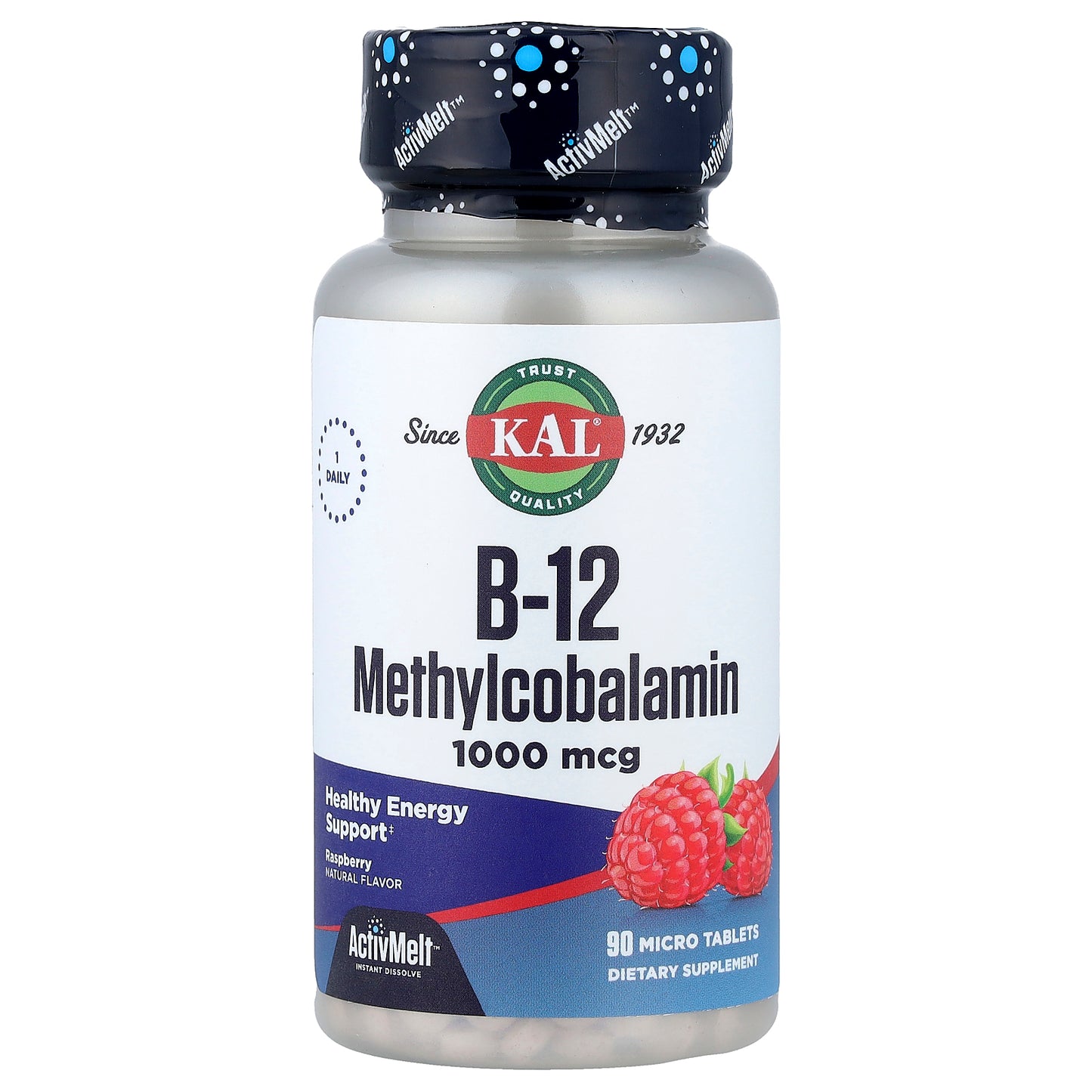 KAL, B-12 Methylcobalamin, Raspberry, 1,000 mcg, 90 Micro Tablets