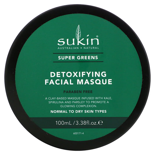 Sukin, Super Greens, Detoxifying Facial Masque, 3.38 fl oz (100 ml)