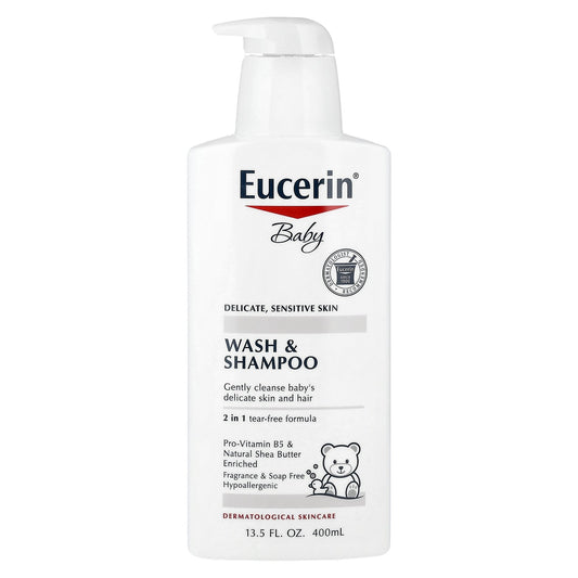 Eucerin, Baby, Wash & Shampoo, Fragrance Free, 13.5 fl oz (400 ml)