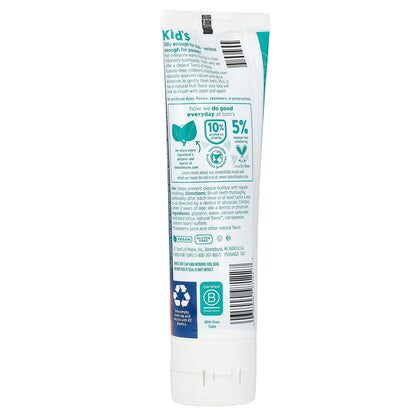 Tom's of Maine, Kid's Natural Toothpaste, Fluoride-Free, Ages 2+, Silly Strawberry, 5.1 oz (144 g)