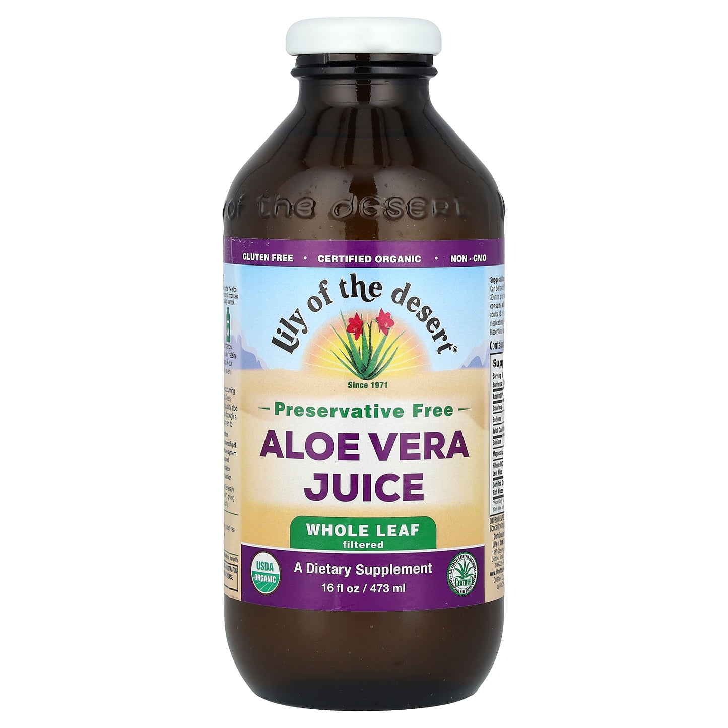 Lily of the Desert, Aloe Vera Juice, Whole Leaf, Filtered, 16 fl oz (473 ml)