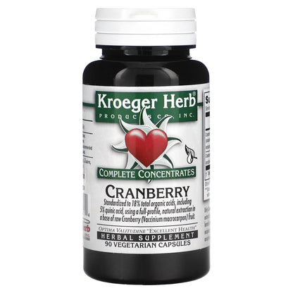 Kroeger Herb Co, Complete Concentrates, Cranberry, 90 Vegetarian Capsules (215 mg per Capsule)