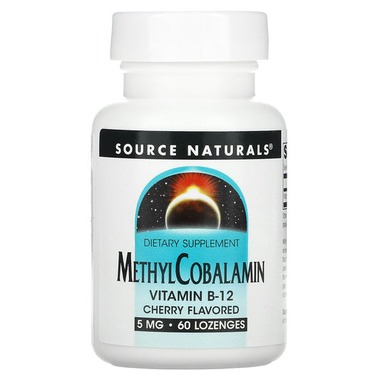 Source Naturals, MethylCobalamin Vitamin B12, Cherry, 5 mg, 60 Lozenges