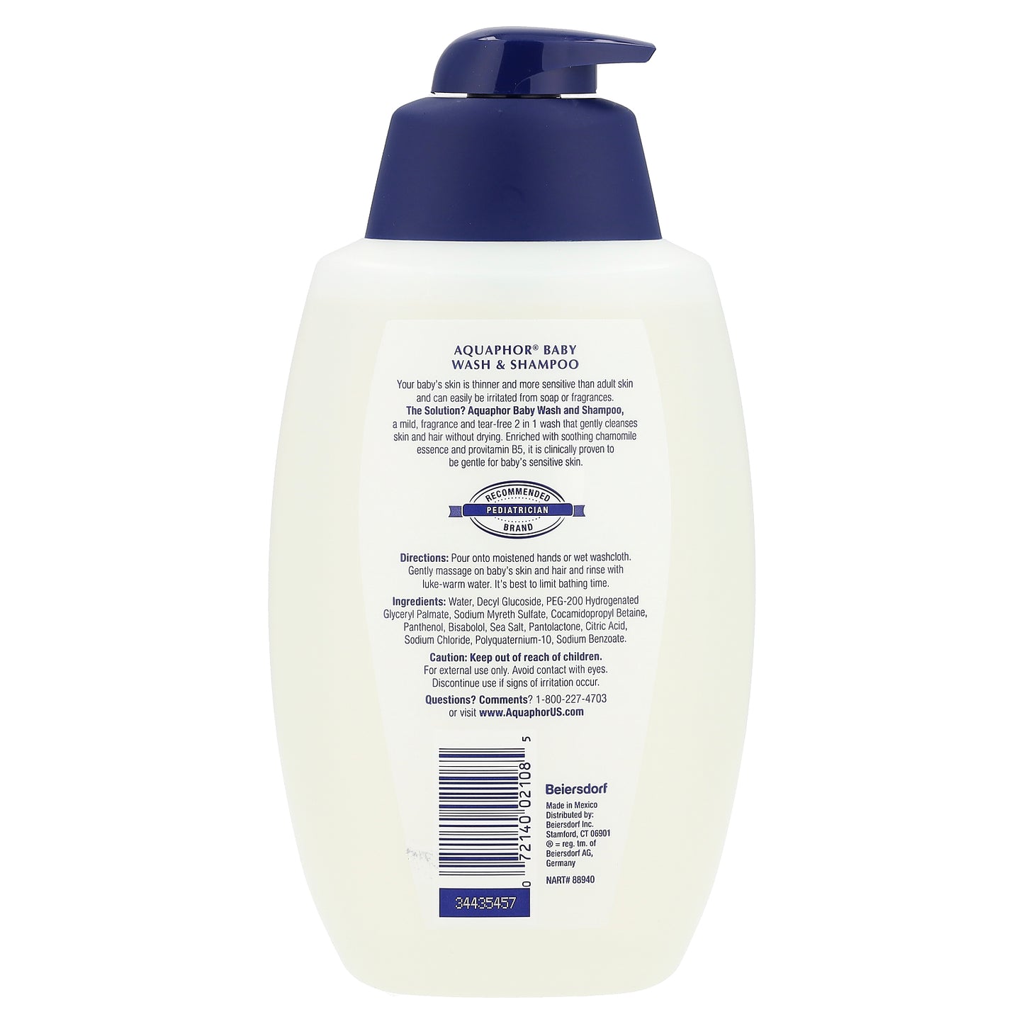 Aquaphor, Baby, Wash & Shampoo, Fragrance Free, 25.4 fl oz (750 ml)