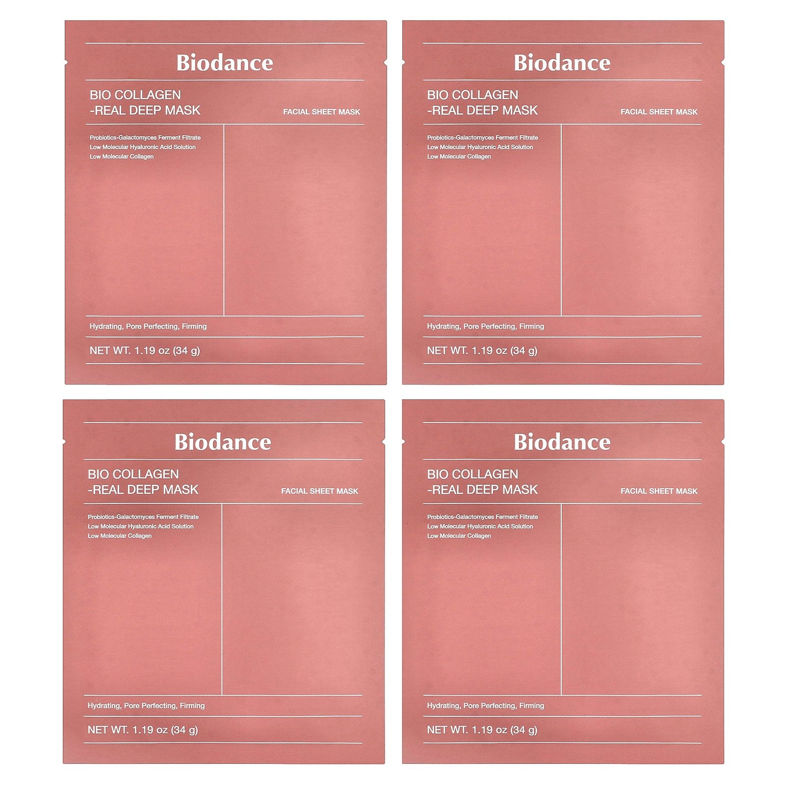 Biodance, Bio Collagen Real Deep Beauty Mask, 4 Sheets, 1.19 oz (34 g) Each