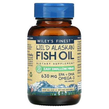 Wiley's Finest, Wild Alaskan Fish Oil, Easy Swallow Minis, 60 Softgels