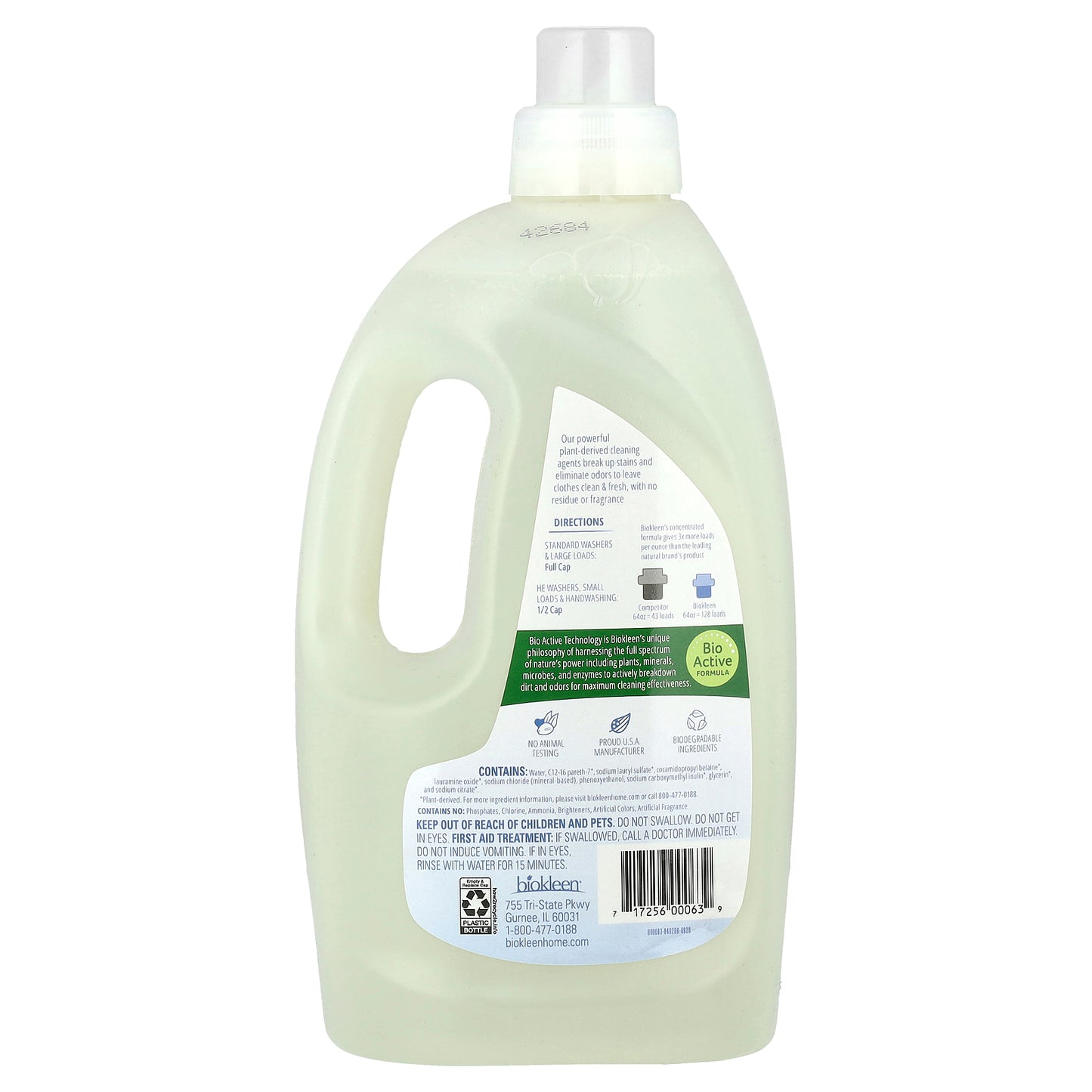 Biokleen, Laundry Liquid, Free & Clear, Fragrance Free, 64 fl oz (1.89 L)