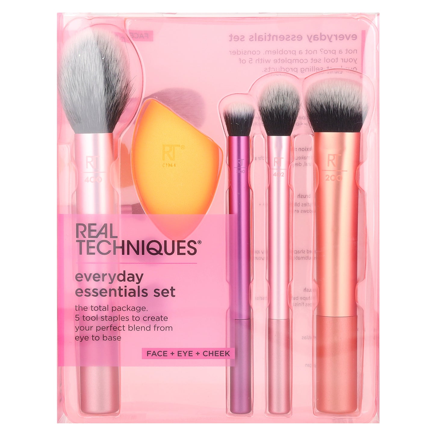 Real Techniques, Everyday Essentials Set, Face + Eye + Cheek ,  5 Pieces