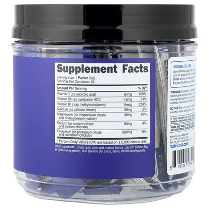 Nutricost, Electrolytes, Advanced Hydration Complex, Blue Raspberry, 40 Stick Packs, 0.14 oz (4 g) Each