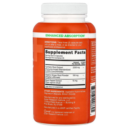 Qunol, Turmeric + Ginger, 105 Capsules