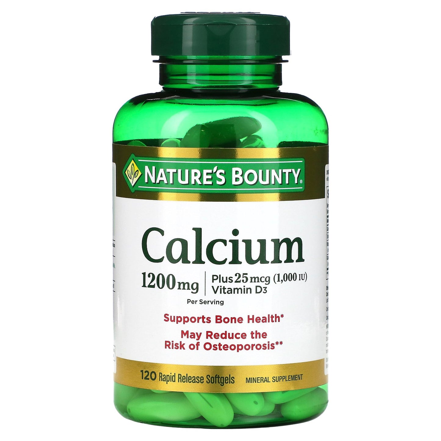 Nature's Bounty, Calcium Plus Vitamin D3, 1,200 mg, 120 Rapid Release Softgels (600 mg per Softgel)