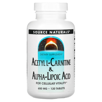 Source Naturals, Acetyl L-Carnitine & Alpha-Lipoic Acid, 650 mg, 120 Tablets