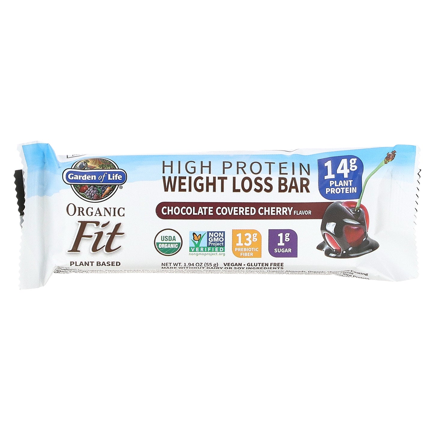 Garden of Life, Organic Fit, High Protein Weight Loss Bar, Chocolate Covered Cherry, 12 Bars, 1.94 oz (55 g) Each