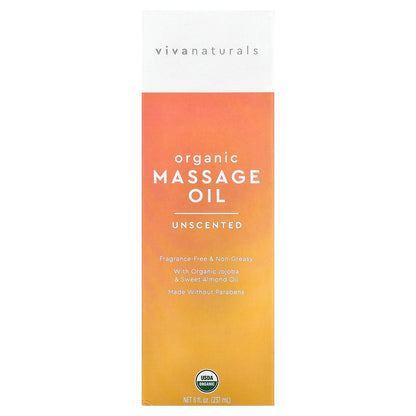 Viva Naturals, Organic Massage Oil, Unscented, 8 fl oz (237 ml)