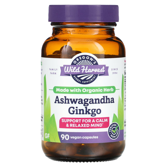 Oregon's Wild Harvest, Ashwagandha Ginkgo, 90 Vegan Capsules