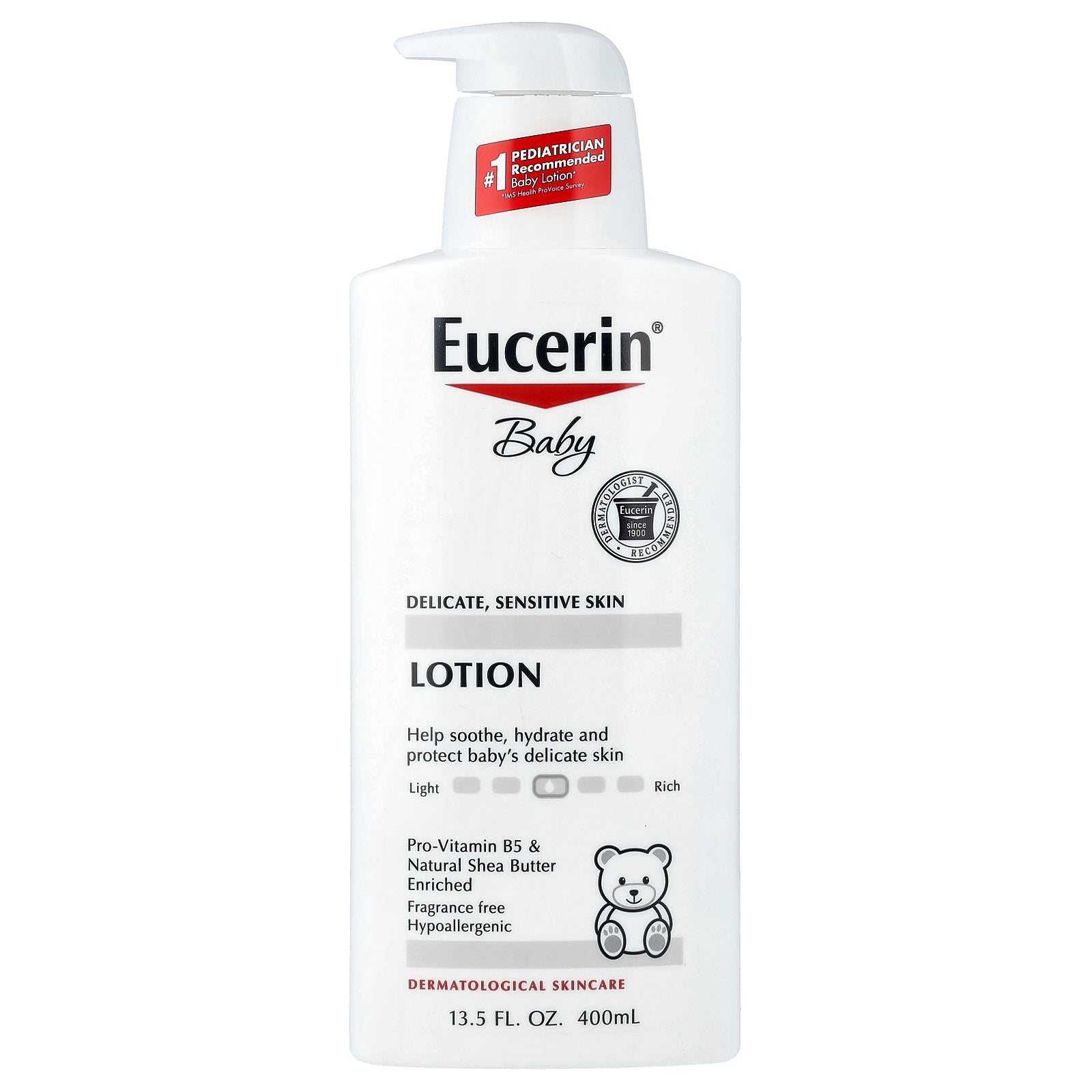 Eucerin, Baby Lotion, Delicate, Sensitive Skin, Fragrance Free, 13.5 fl oz (400 ml)