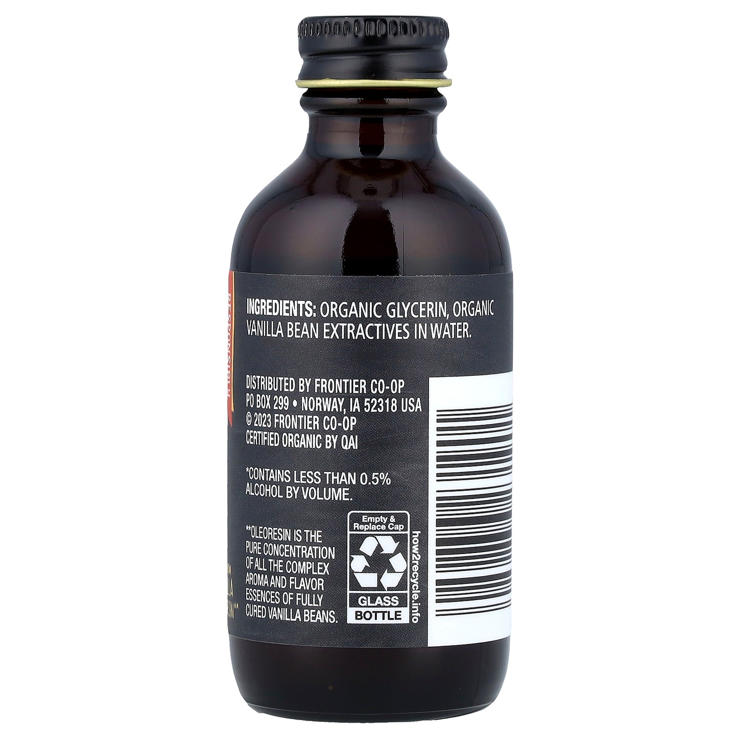 Frontier Co-op, Organic Pure Vanilla Flavoring, Alcohol Free, 2 fl oz (59 ml)