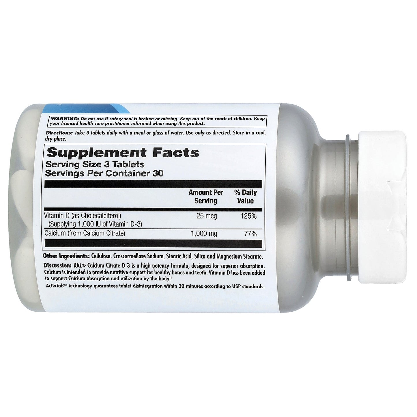 KAL, Calcium Citrate D-3, 90 Tablets