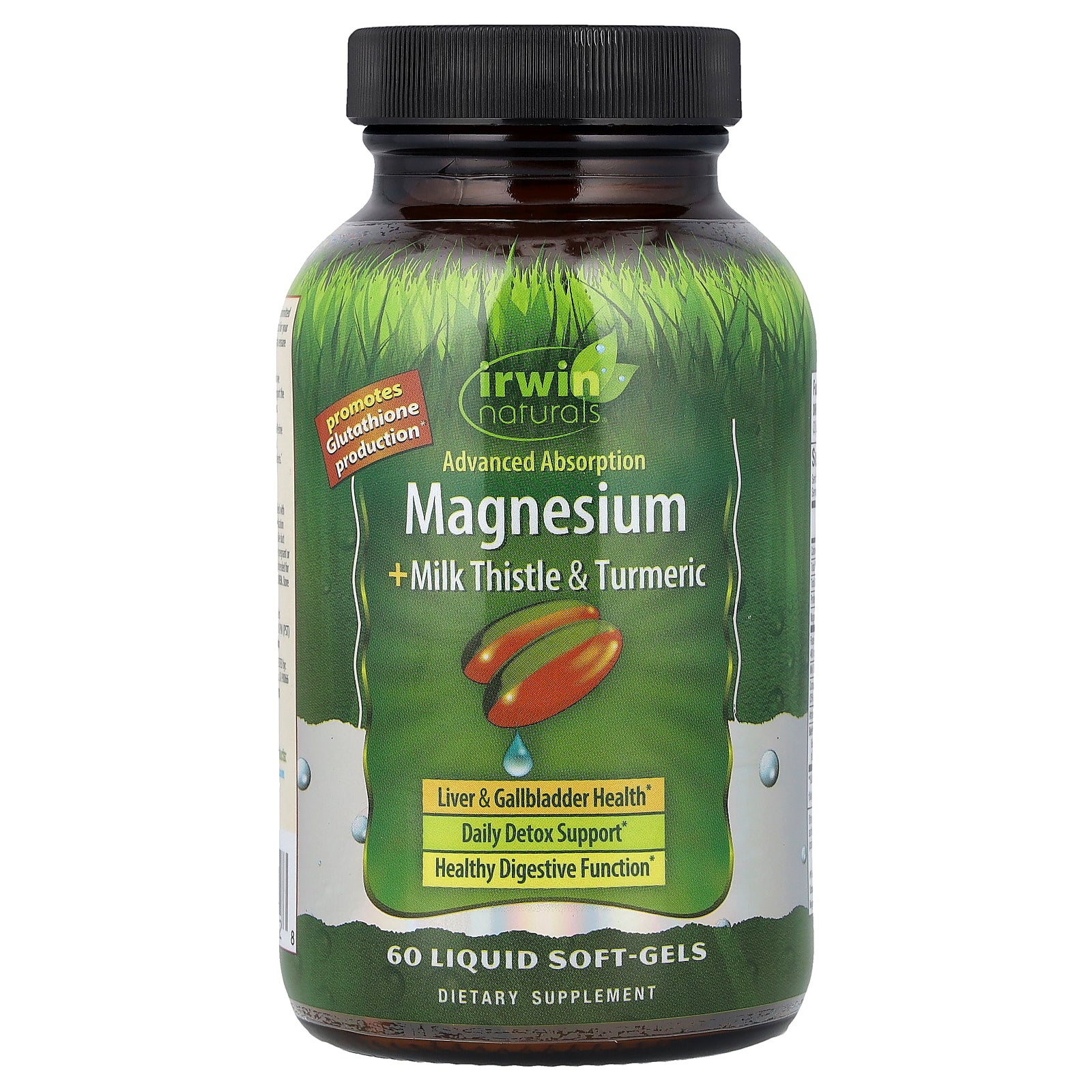 Irwin Naturals, Advanced Absorption Magnesium + Milk Thistle & Turmeric, 60 Liquid Soft-Gels
