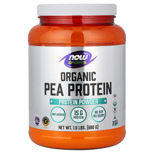NOW Foods, Sports, Organic Pea Protein Powder, Pure Unflavored, 1.5 lbs (680 g)