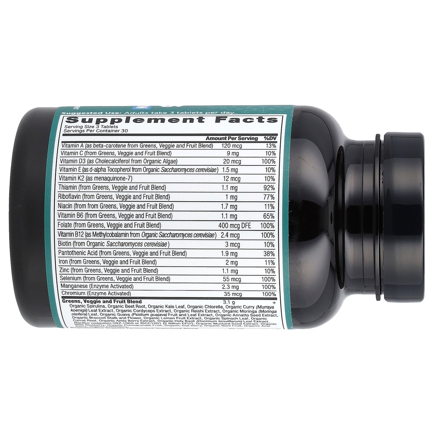 Ancient Nutrition, Organic Super Greens + Multivitamin, 90 Tablets