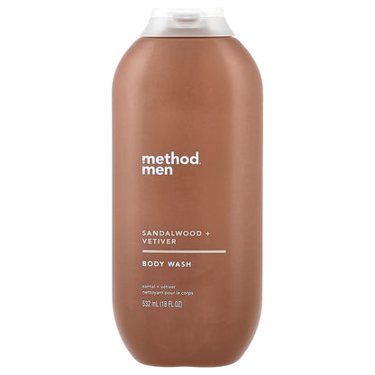 Method, Men, Body Wash, Sandalwood + Vetiver, 18 fl oz (532 ml)