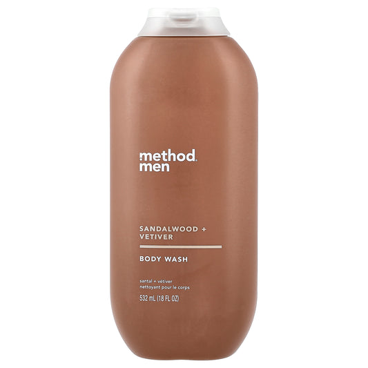 Method, Men, Body Wash, Sandalwood + Vetiver, 18 fl oz (532 ml)