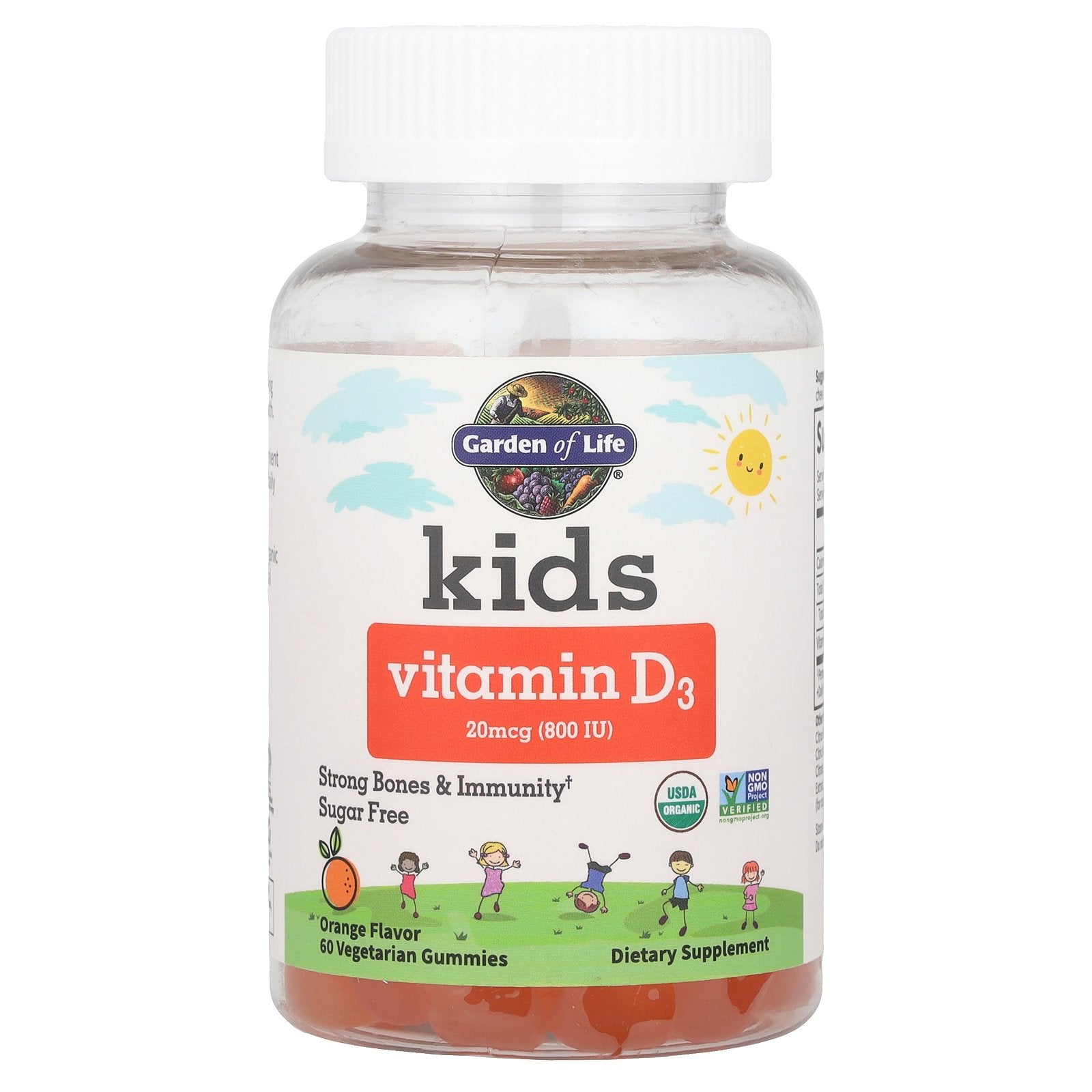 Garden of Life, Kids, Vitamin D3, Orange, 20 mcg (800 IU), 60 Vegetarian Gummies