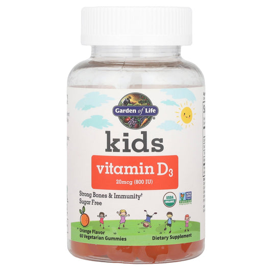 Garden of Life, Kids, Vitamin D3, Orange, 20 mcg (800 IU), 60 Vegetarian Gummies