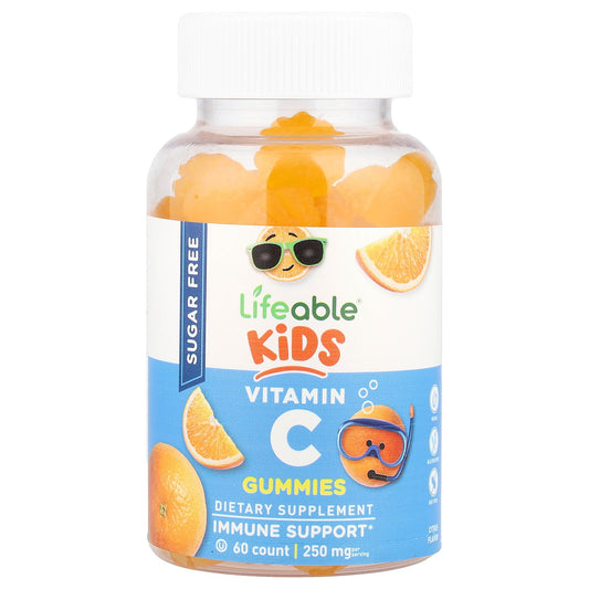 Lifeable, Kids, Vitamin C Gummies, Sugar Free, Citrus, 250 mg, 60 Gummies (125 mg per Gummy)