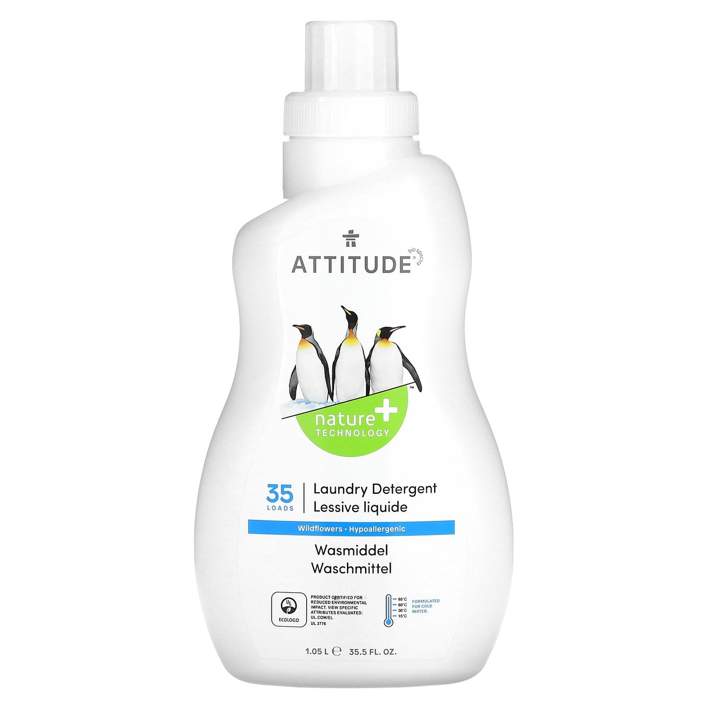 ATTITUDE, Laundry Detergent, Wildflowers, 35.5 fl oz (1.05 l)