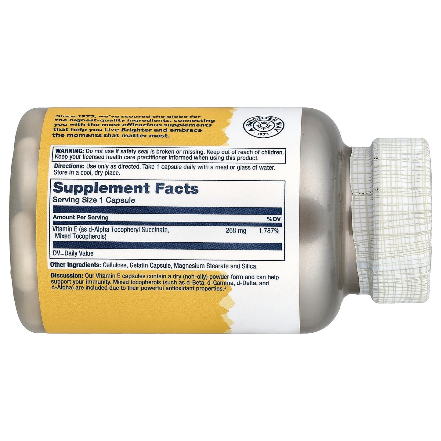 Solaray, Vitamin E with Mixed Tocopherols, 268 mg, 100 Capsules