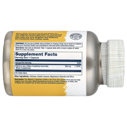 Solaray, Vitamin E with Mixed Tocopherols, 268 mg, 100 Capsules