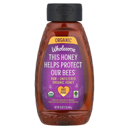 Wholesome Sweeteners, Raw + Unfiltered Organic Honey, 16 oz (454 g)