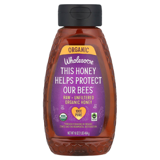 Wholesome Sweeteners, Raw + Unfiltered Organic Honey, 16 oz (454 g)