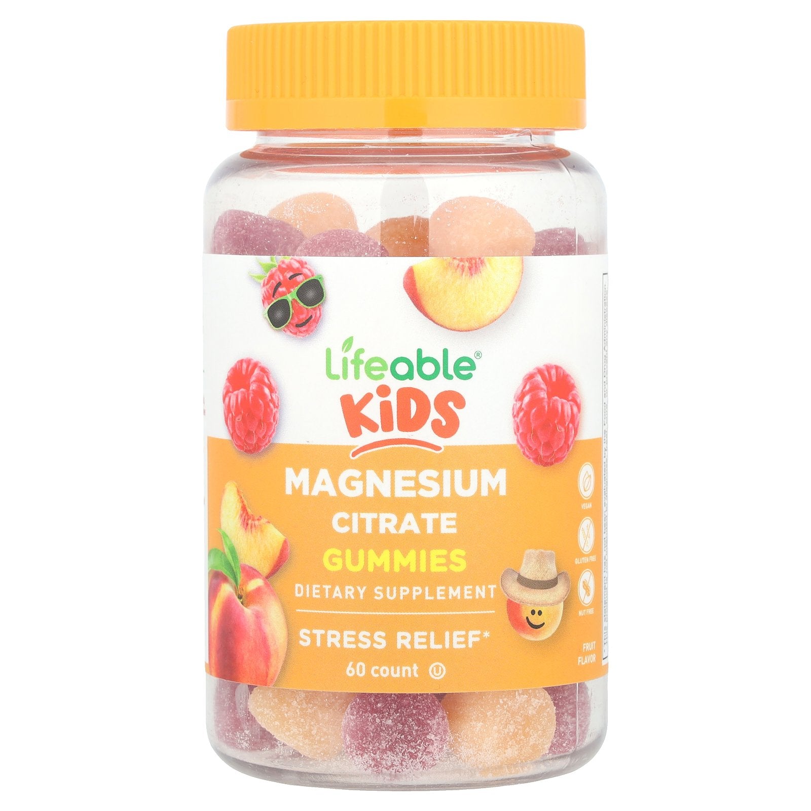 Lifeable, Kids Magnesium Citrate Gummies, Fruit, 60 Gummies